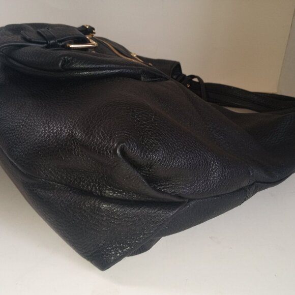 MICHAEL KORS "Austin" Black Pebbled Leather Hobo Shoulder Bag - Picture 12 of 16
